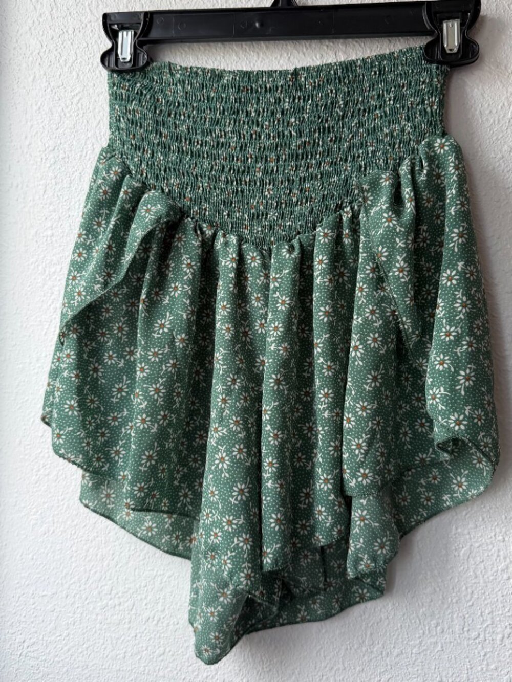 Green Floral Strapless Top & Skort Set, Size Medium